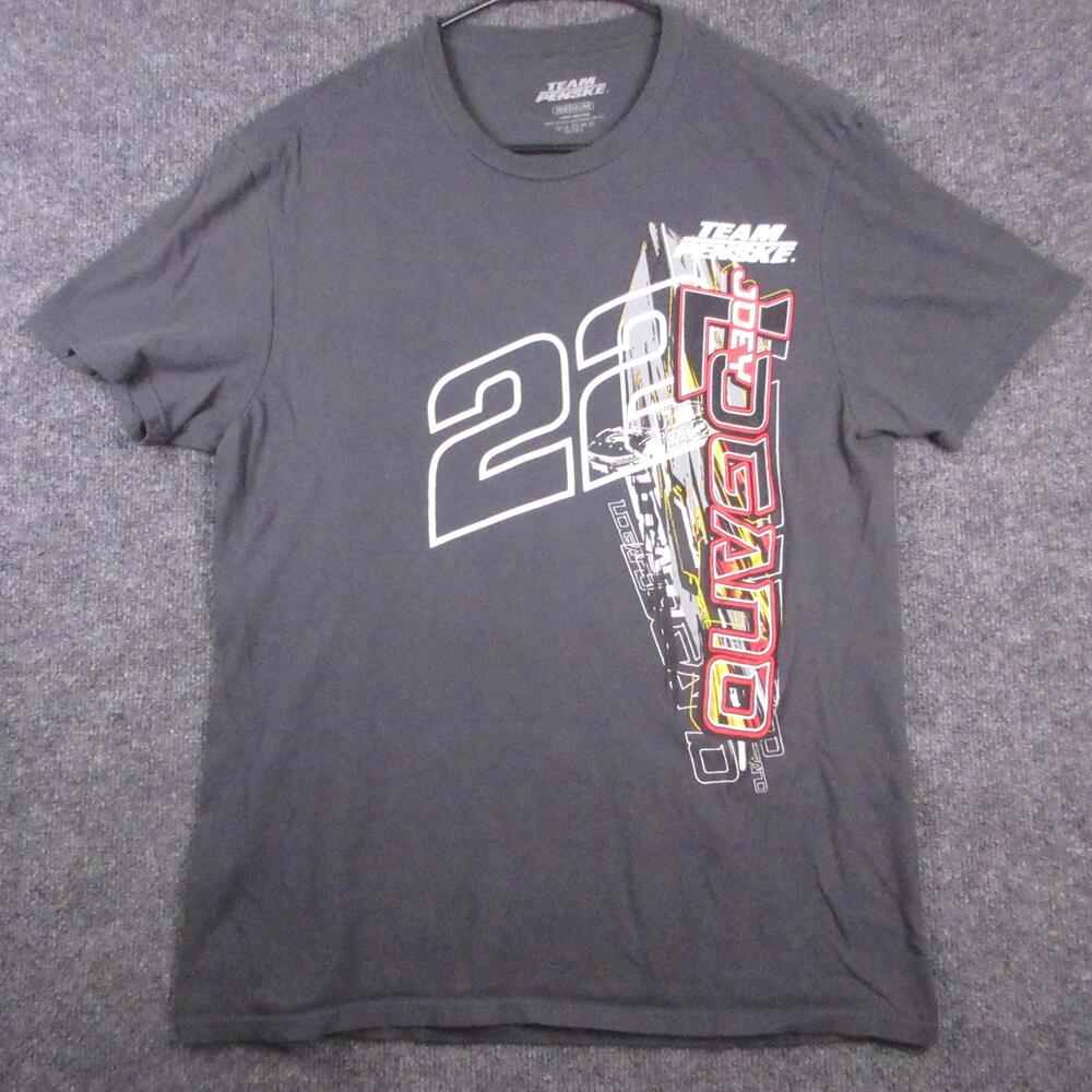 Team Penske Shirt Mens Medium Gray NASCAR Auto Racing Joey Logano 22 Tee